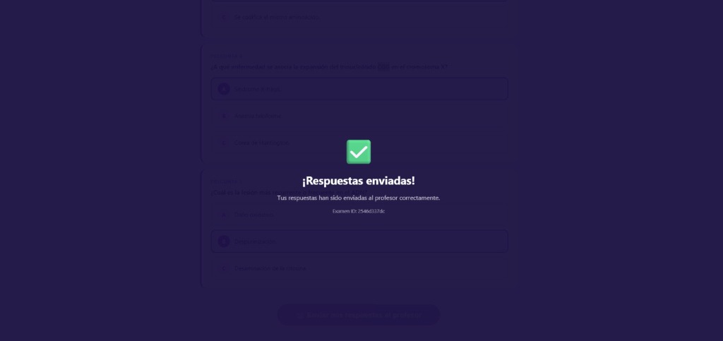Examen completado por el estudiante